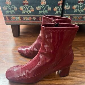 Zara Glossy Red Heeled Boots
